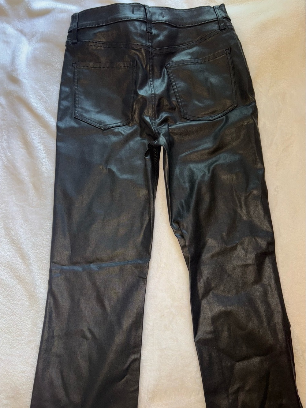 eunina Black Bootcut Faux Leather Jeans